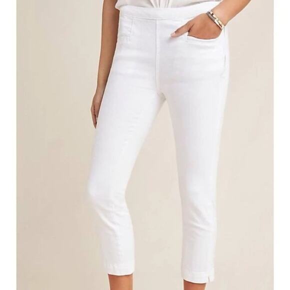 Anthropologie Pilcro Womens High Rise Denim Legging Jeans Size 27 White Crop - Picture 1 of 16